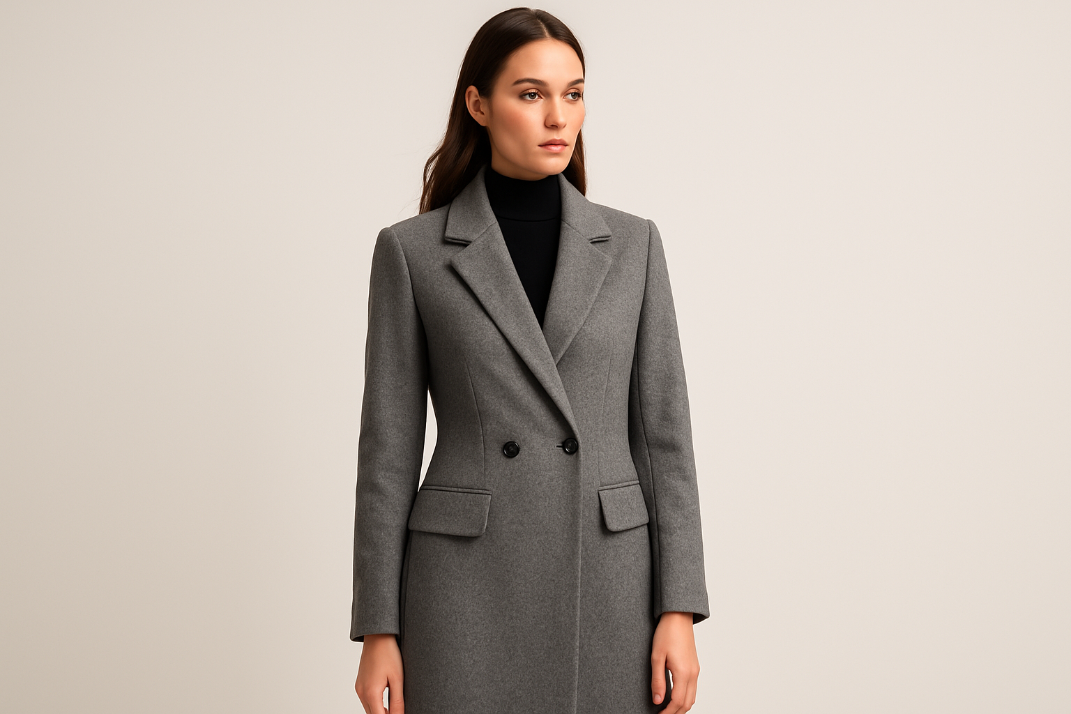 Women's Classic Gray Wool Coat