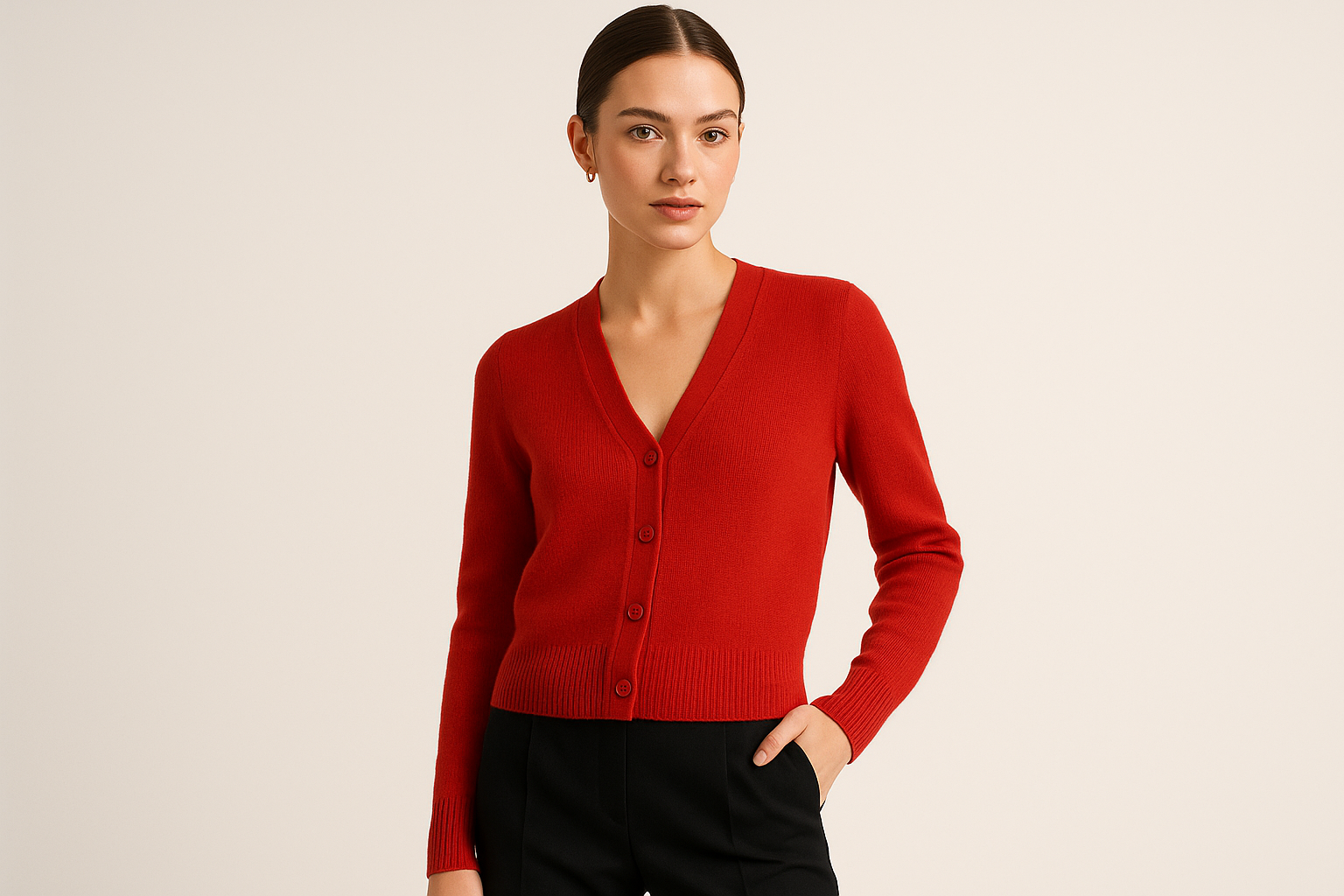 Women's Classic Red Cardigan