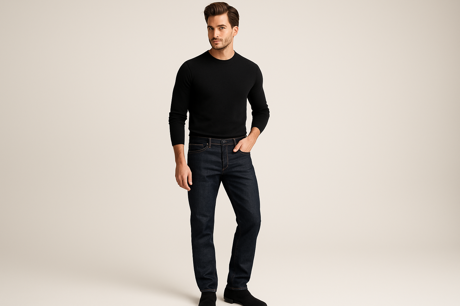 Men's Dark Wash Straight Jeans